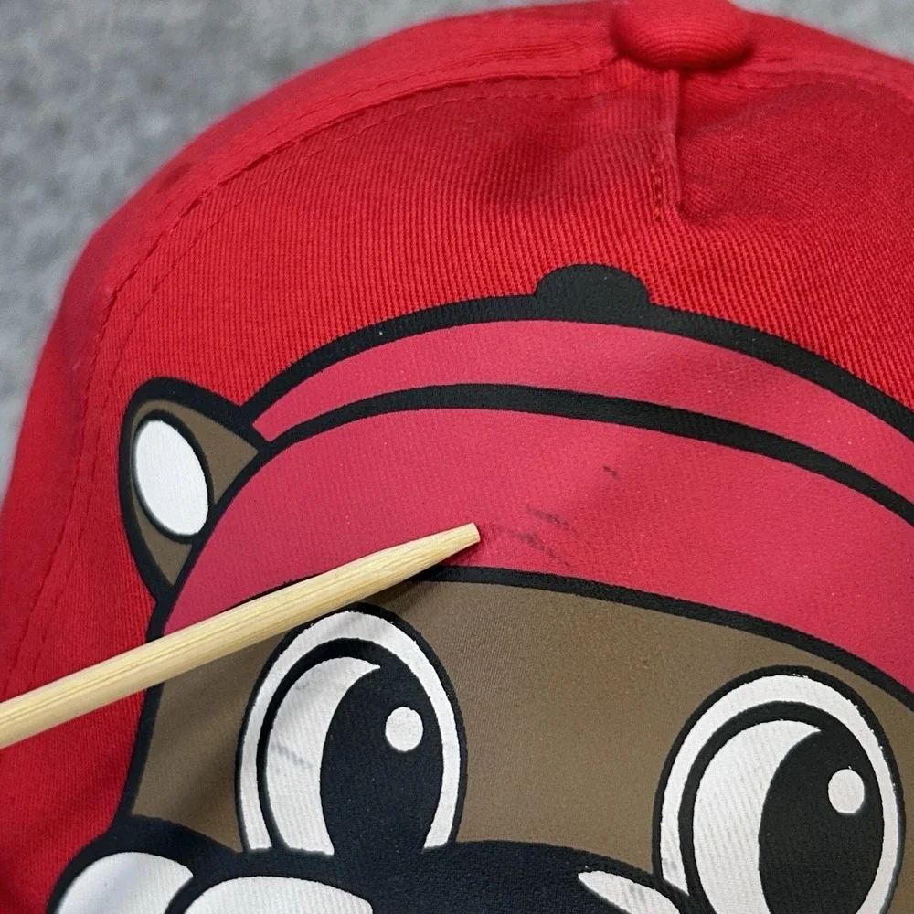 Buc-ee's Infant‎ Beaver Face Ball Cap Red Elastic Back UPF 50+ Cotton